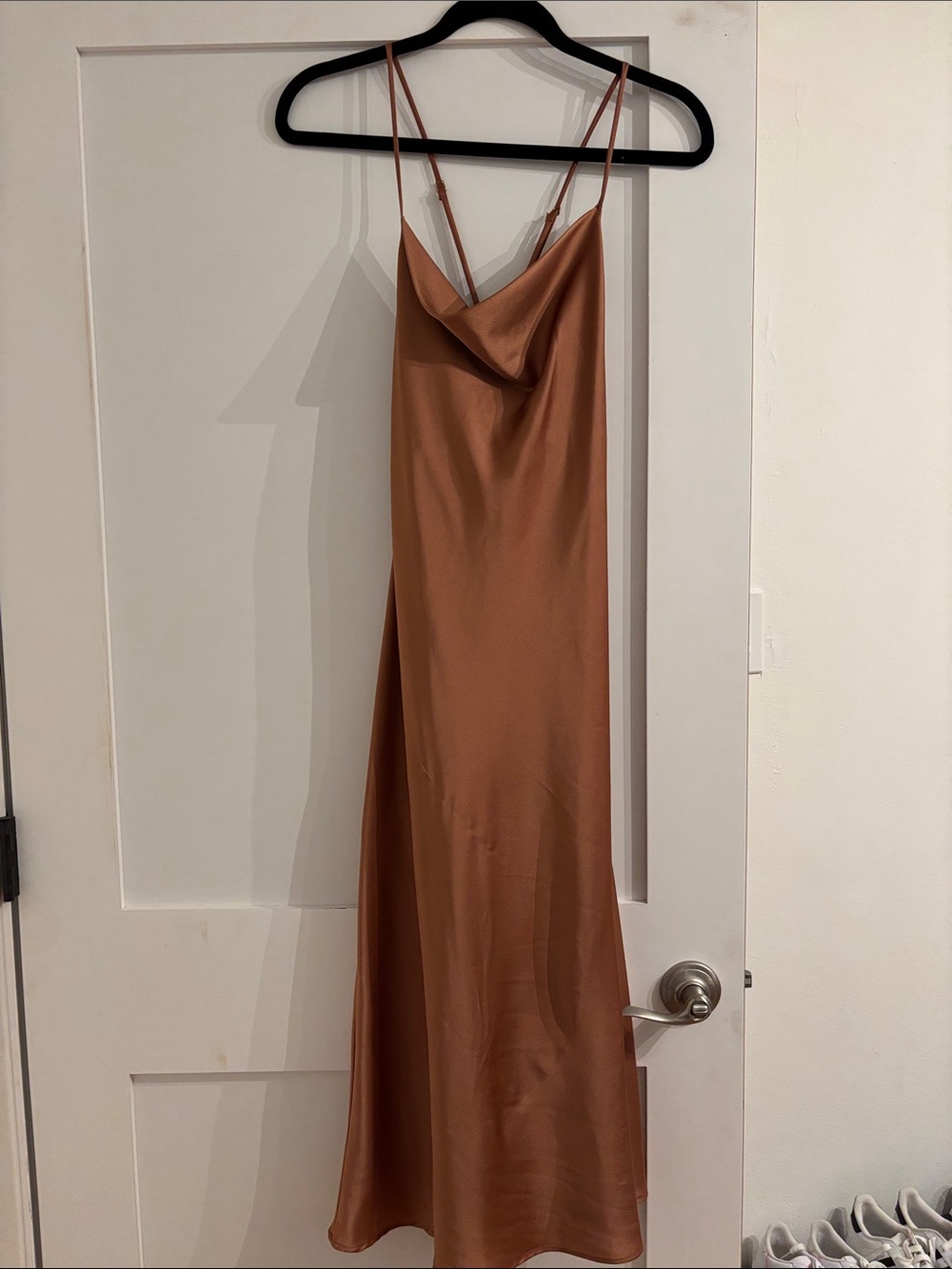 Show me your mumu Verona Satin Cowl Slip Dress in Copper xs
